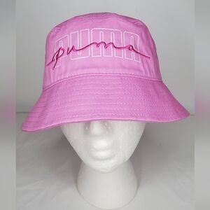 Puma -OS -Bucket Hat In Pink Embroidered Textile with Iconic Label